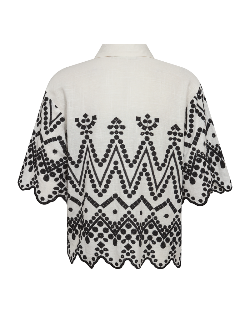 CMEMBROIDERY - SHIRT WITH ALLOVER EMBROIDERY IN WHITE AND BLACK,OFF-WHITE