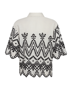 CMEMBROIDERY - SHIRT WITH ALLOVER EMBROIDERY IN WHITE AND BLACK,OFF-WHITE