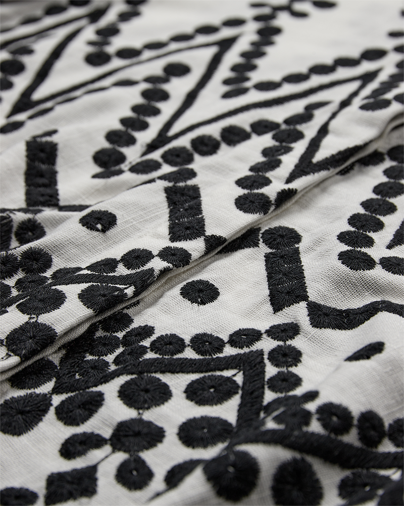 CMEMBROIDERY - SHIRT WITH ALLOVER EMBROIDERY IN WHITE AND BLACK,OFF-WHITE