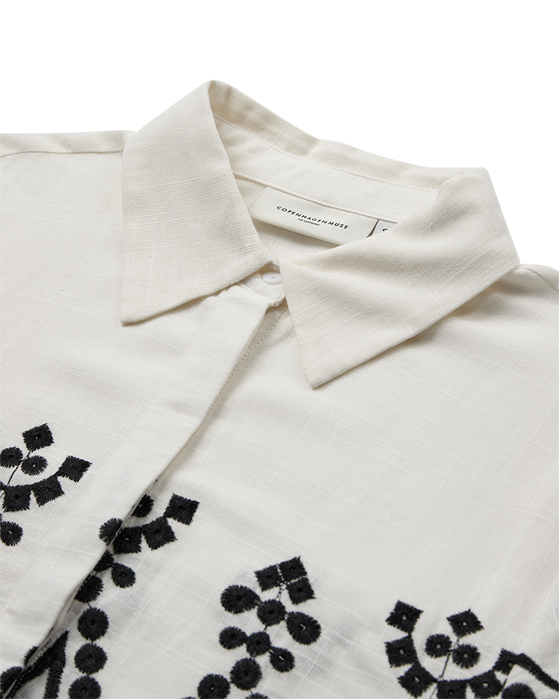 CMEMBROIDERY - SHIRT WITH ALLOVER EMBROIDERY IN WHITE AND BLACK,OFF-WHITE
