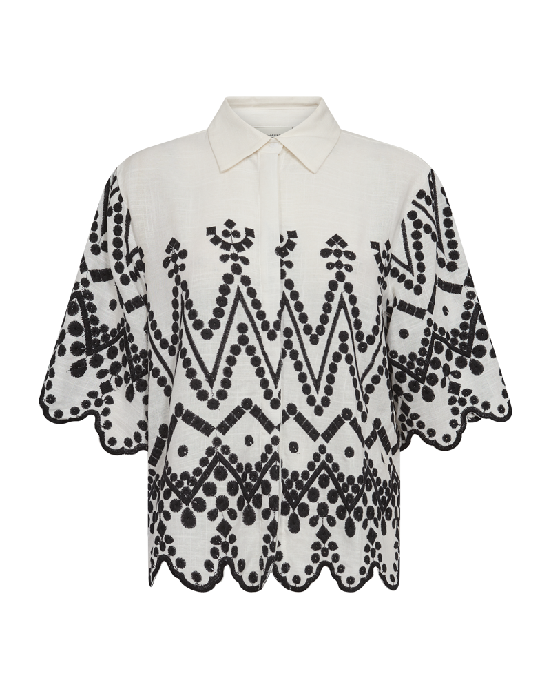 CMEMBROIDERY - SHIRT WITH ALLOVER EMBROIDERY IN WHITE AND BLACK,OFF-WHITE
