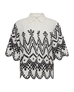 CMEMBROIDERY - SHIRT WITH ALLOVER EMBROIDERY IN WHITE AND BLACK,OFF-WHITE