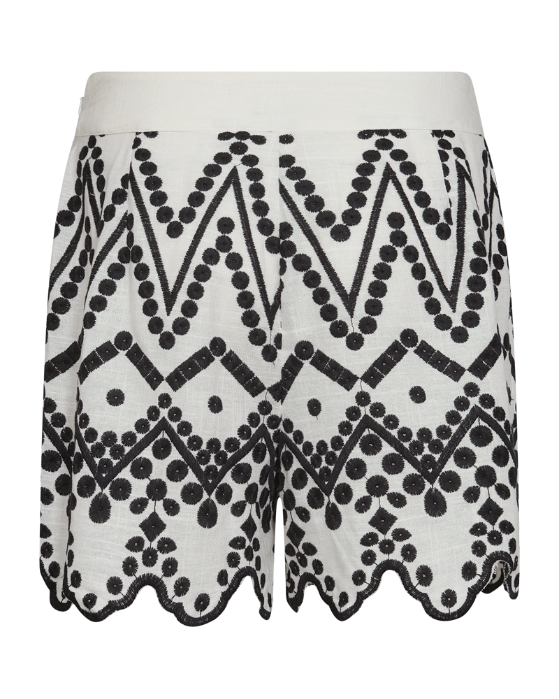 CMEMBroidery - shorts met allover -borduurwerk in wit en zwart, gebroken wit
