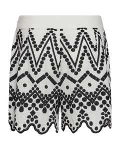 CMEMBroidery - shorts met allover -borduurwerk in wit en zwart, gebroken wit