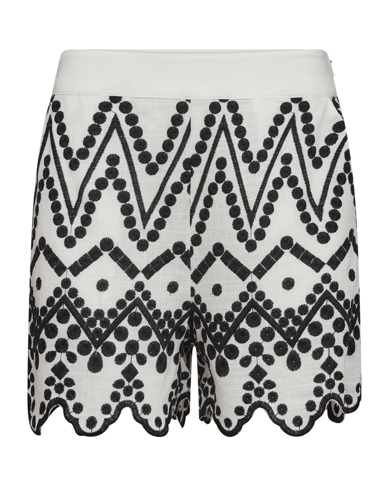 CMEMBroidery - shorts met allover -borduurwerk in wit en zwart, gebroken wit