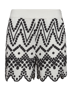 CMEMBroidery - shorts met allover -borduurwerk in wit en zwart, gebroken wit
