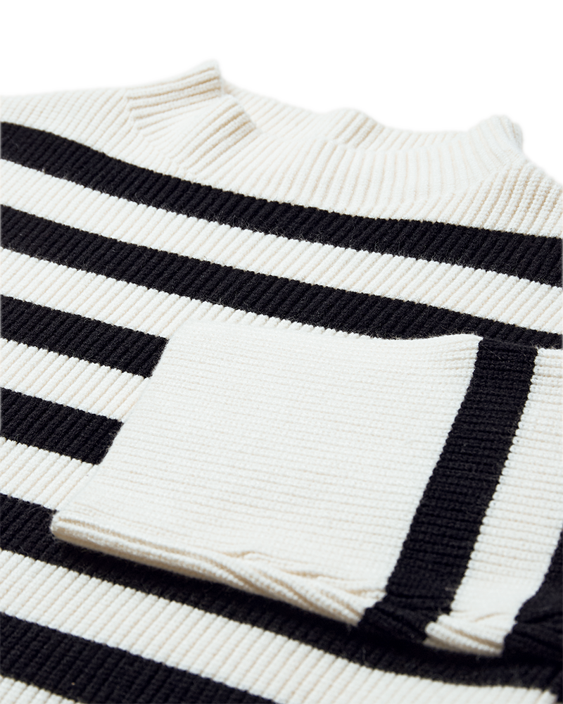 Cmcolin - rib gebreide pullover in off -wit en zwart