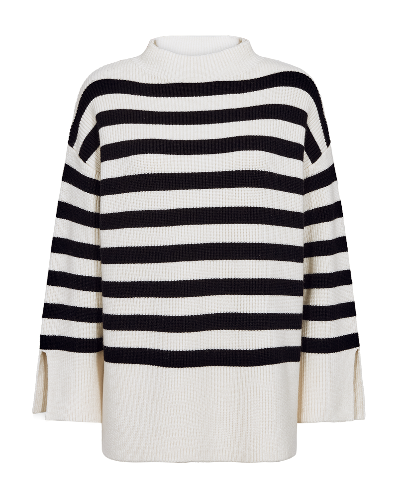Cmcolin - rib gebreide pullover in off -wit en zwart