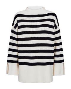 Cmcolin - rib gebreide pullover in off -wit en zwart