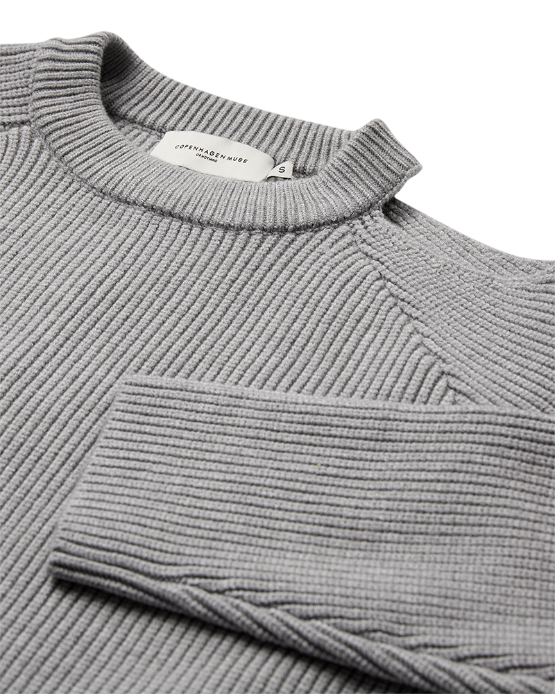 Cmcolin - rib gebreide pullover in grijs