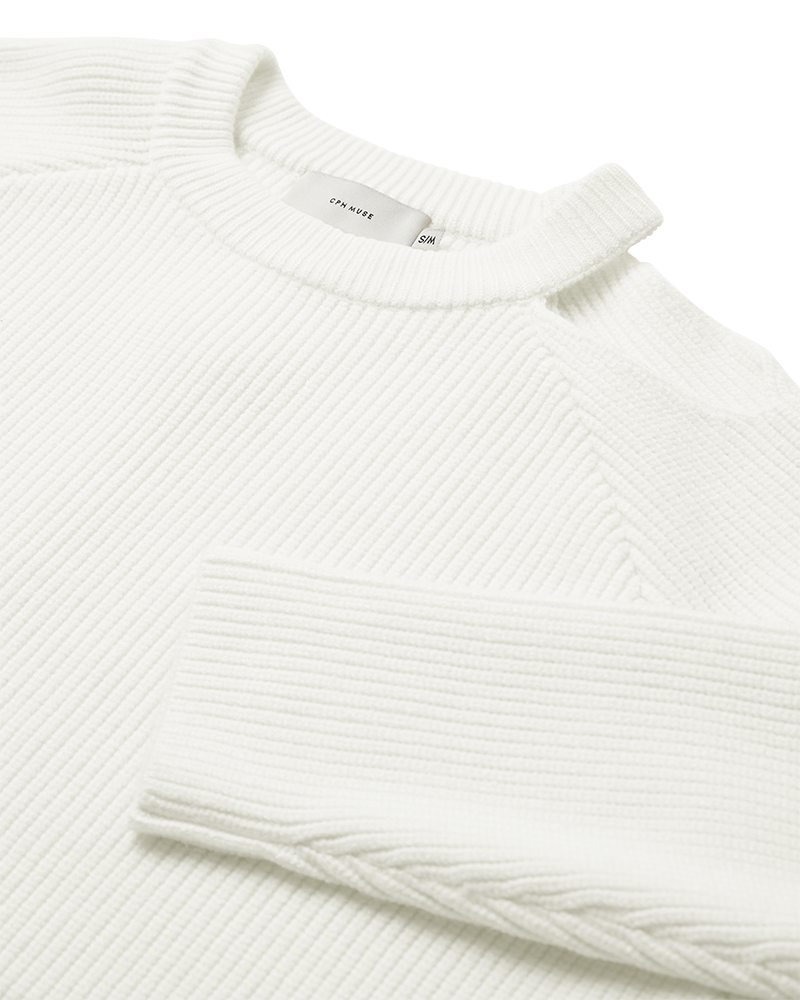 Cmcolin - geribbelde pullover in off -wit
