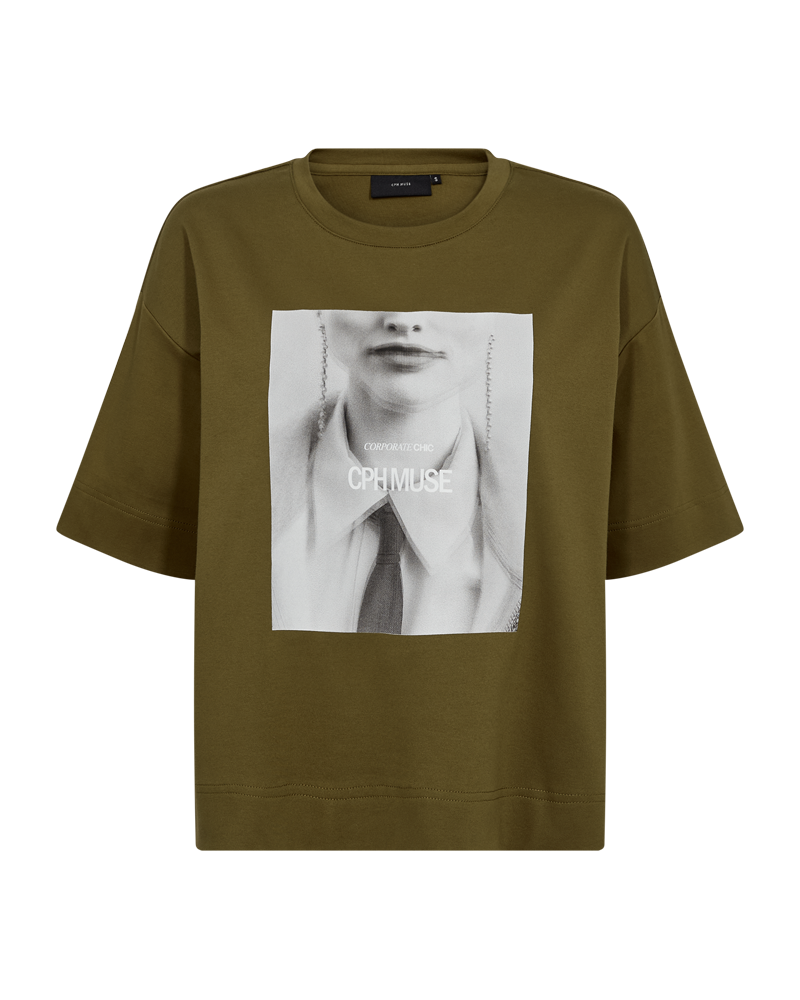 CMMUSE - T-SHIRT IN KHAKI GREEN