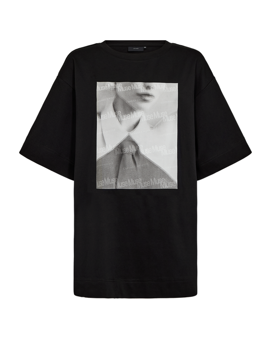 CMMUSE - T -shirt met afdrukken in zwart