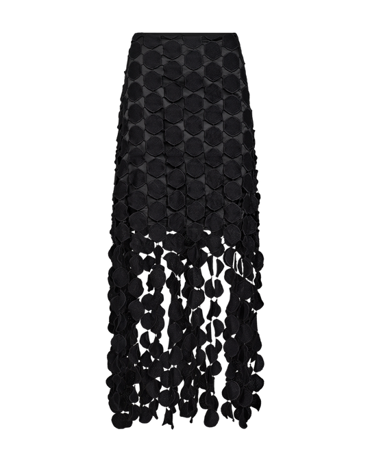 CMTHEA - SKIRT WITH FRINGE EFFECT IN BLACK