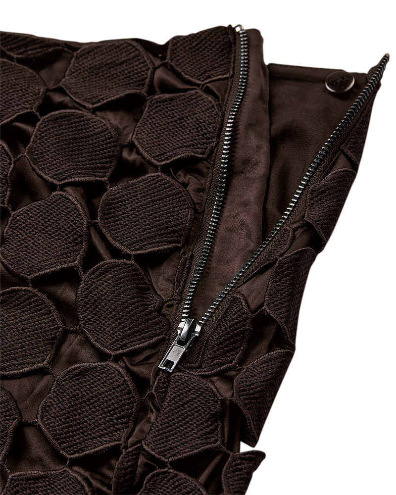 CMTHEA - SKIRT WITH FRINGE EFFECT IN BROWN