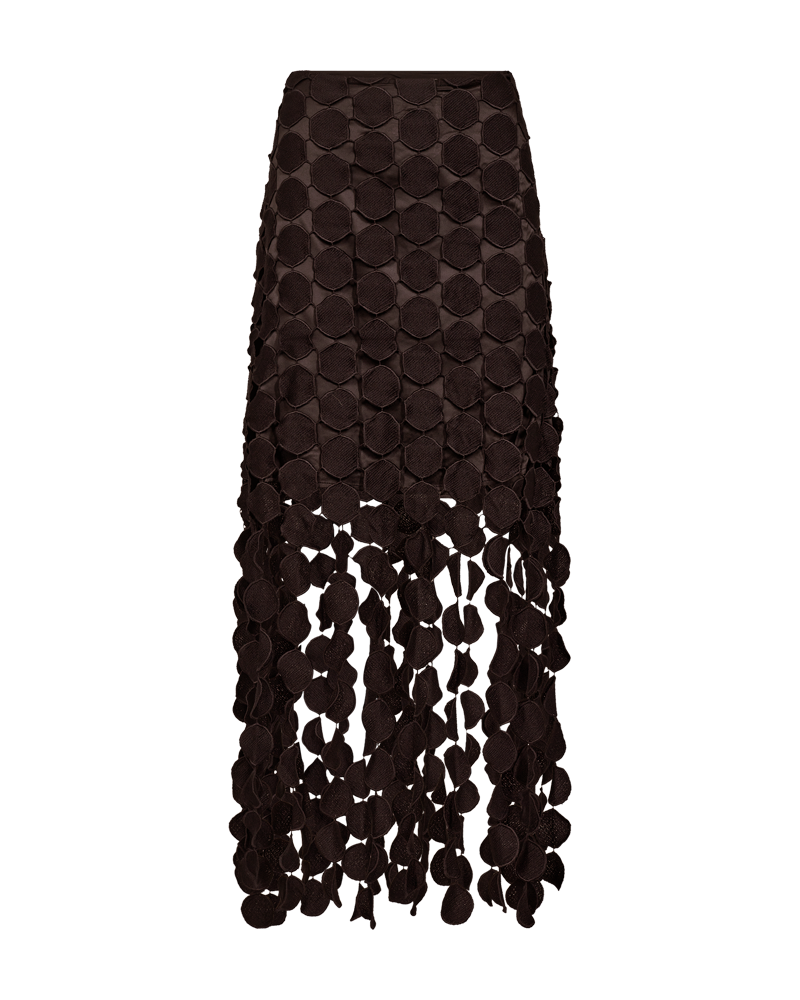 CMTHEA - SKIRT WITH FRINGE EFFECT IN BROWN