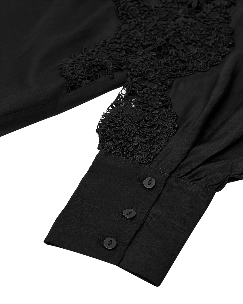 CMMOLLY - SHIRT WITH LACE IN BLACK
