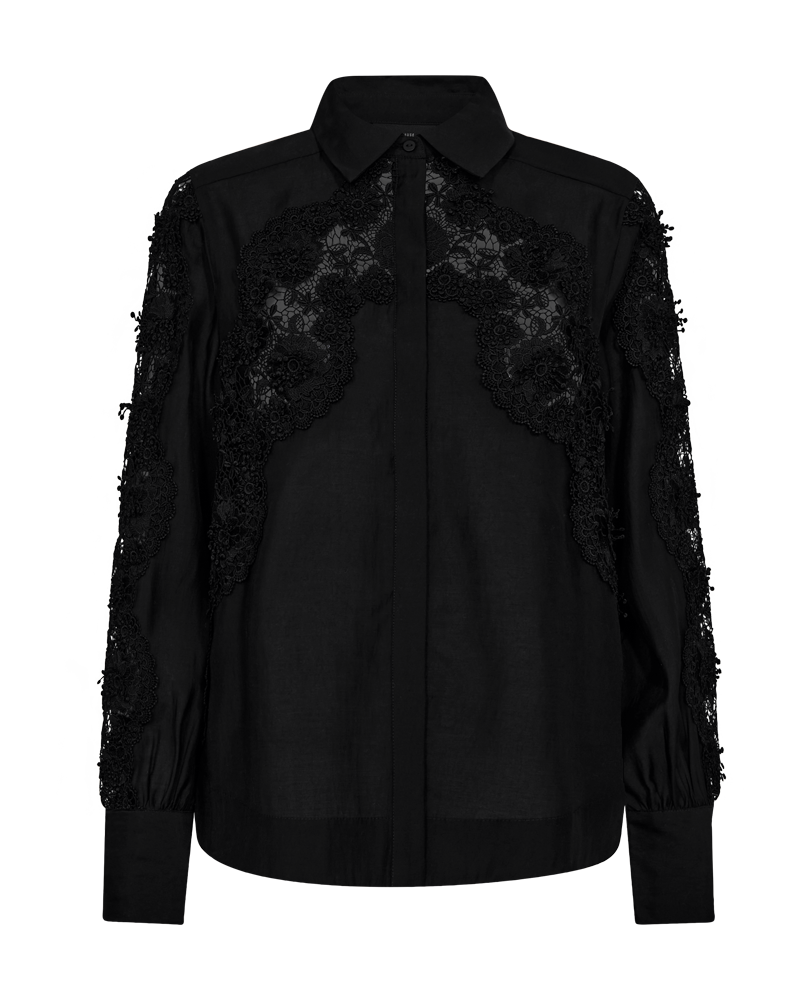 CMMOLLY - SHIRT WITH LACE IN BLACK