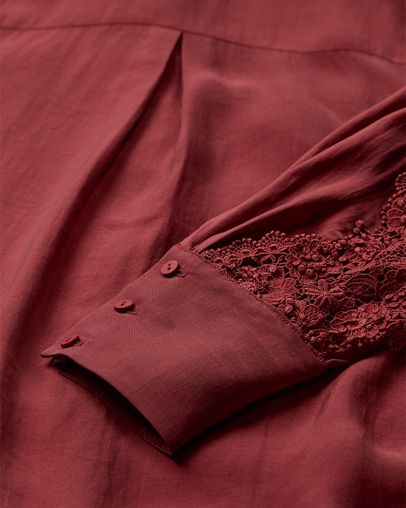 CMMOLLY - SHIRT WITH LACE IN RED