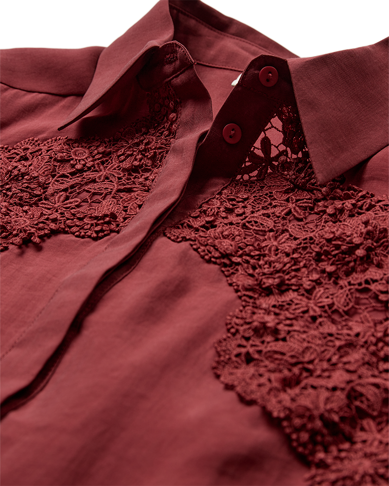 CMMOLLY - SHIRT WITH LACE IN RED