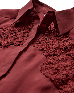 CMMOLLY - SHIRT WITH LACE IN RED
