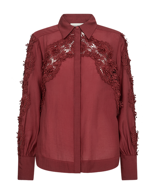 CMMOLLY - SHIRT WITH LACE IN RED