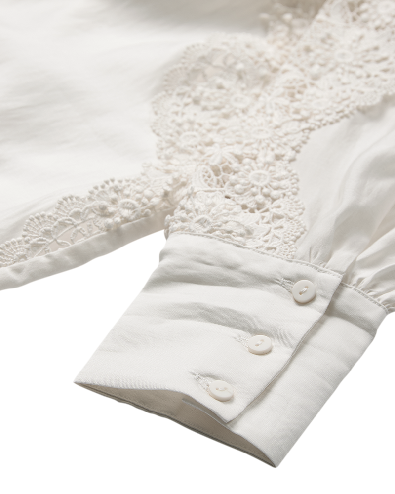 CMMOLLY - SHIRT WITH LACE IN OFF-WHITE