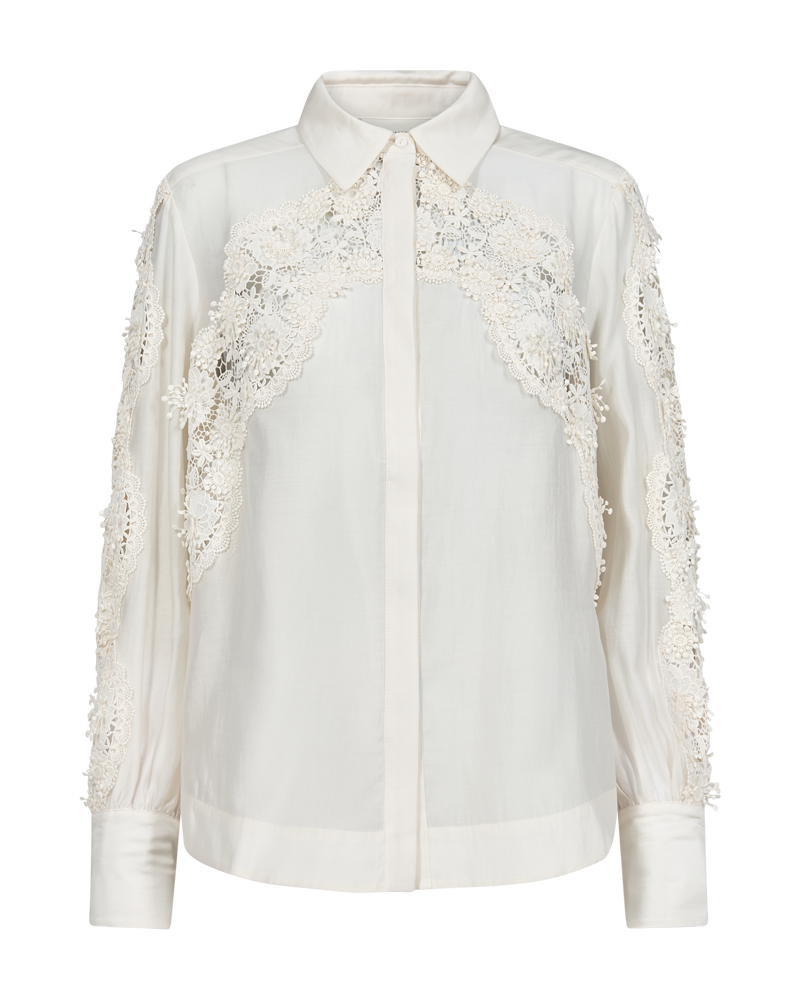 CMMOLLY - SHIRT WITH LACE IN OFF-WHITE