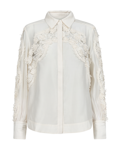 CMMOLLY - SHIRT WITH LACE IN OFF-WHITE