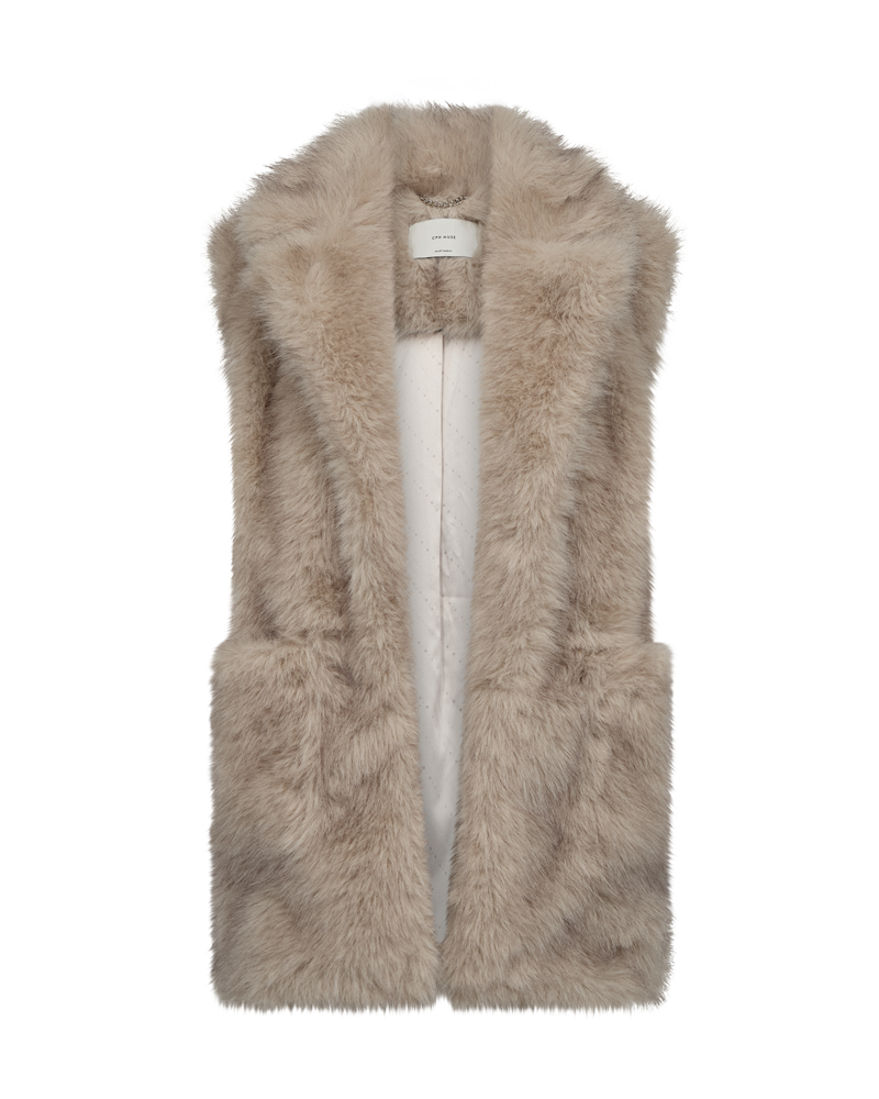 Cmplushy - faux bont vest in beige