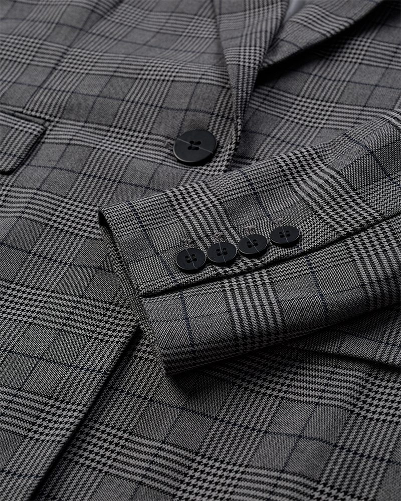 CMTailor - Blazer gecontroleerd in zwart en blauw