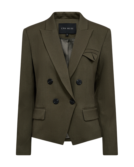 CMTAILOR - DOUBLE-BREASTED SHORT BLAZER IN GREEN