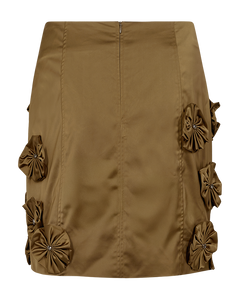 CMTINO - SKIRT WITH FLORAL DECORATIONS IN KHAKI GREEN