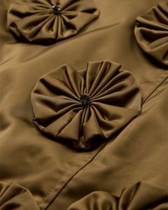 CMTINO - SKIRT WITH FLORAL DECORATIONS IN KHAKI GREEN