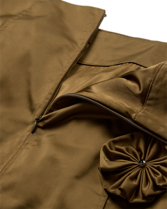 CMTINO - SKIRT WITH FLORAL DECORATIONS IN KHAKI GREEN