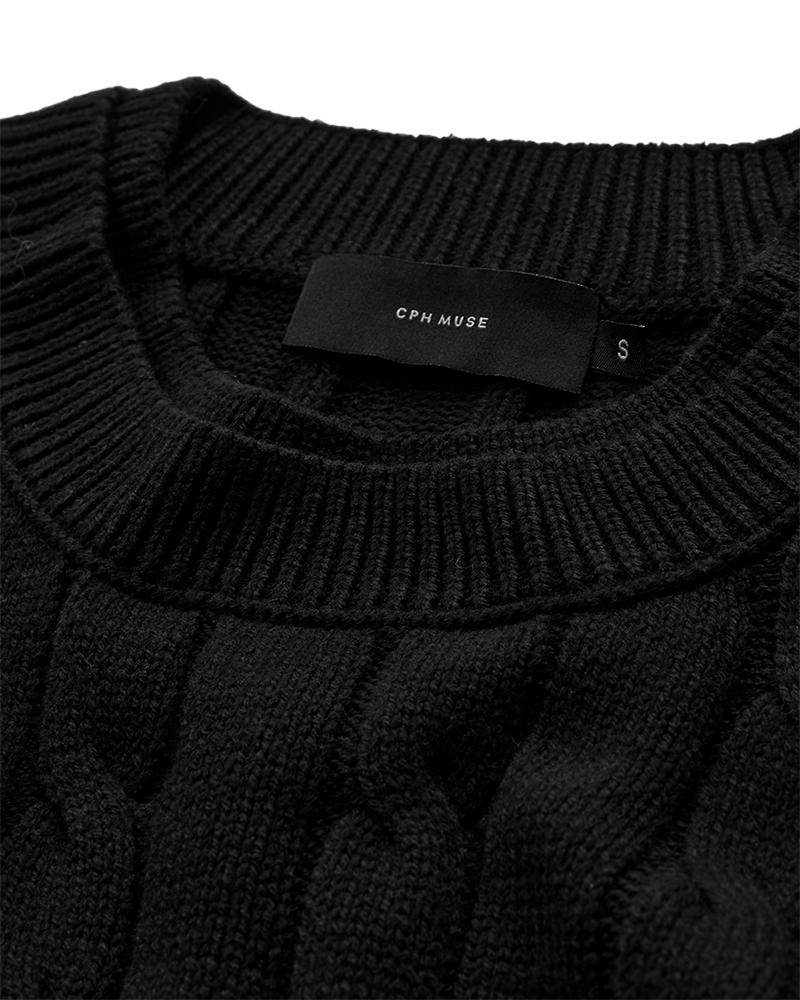 CMKOTOM - Cable Knit -pullover met geborduurd logo -detail in het zwart