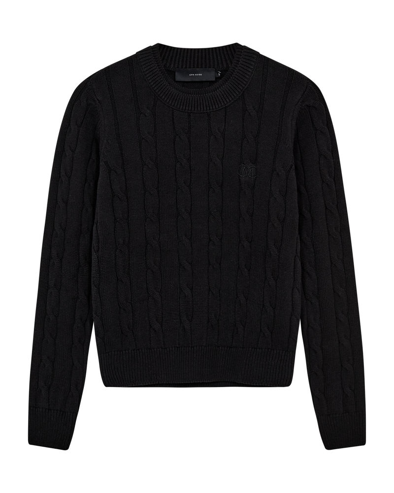 CMKOTOM - Cable Knit -pullover met geborduurd logo -detail in het zwart