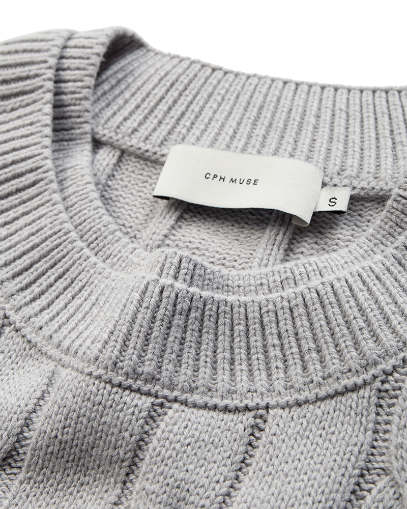 CMKOTOM - Cable Knit -pullover met geborduurd logo -detail in grijs