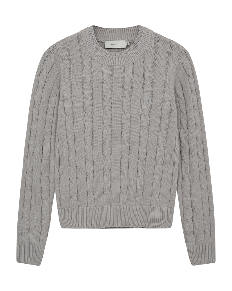 CMKOTOM - Cable Knit -pullover met geborduurd logo -detail in grijs