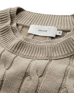 CMKOTOM - Cable Knit -pullover met geborduurd logo -detail in beige
