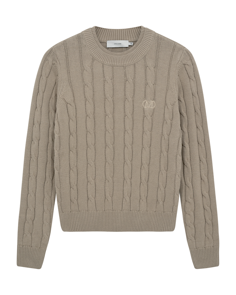 CMKOTOM - Cable Knit -pullover met geborduurd logo -detail in beige