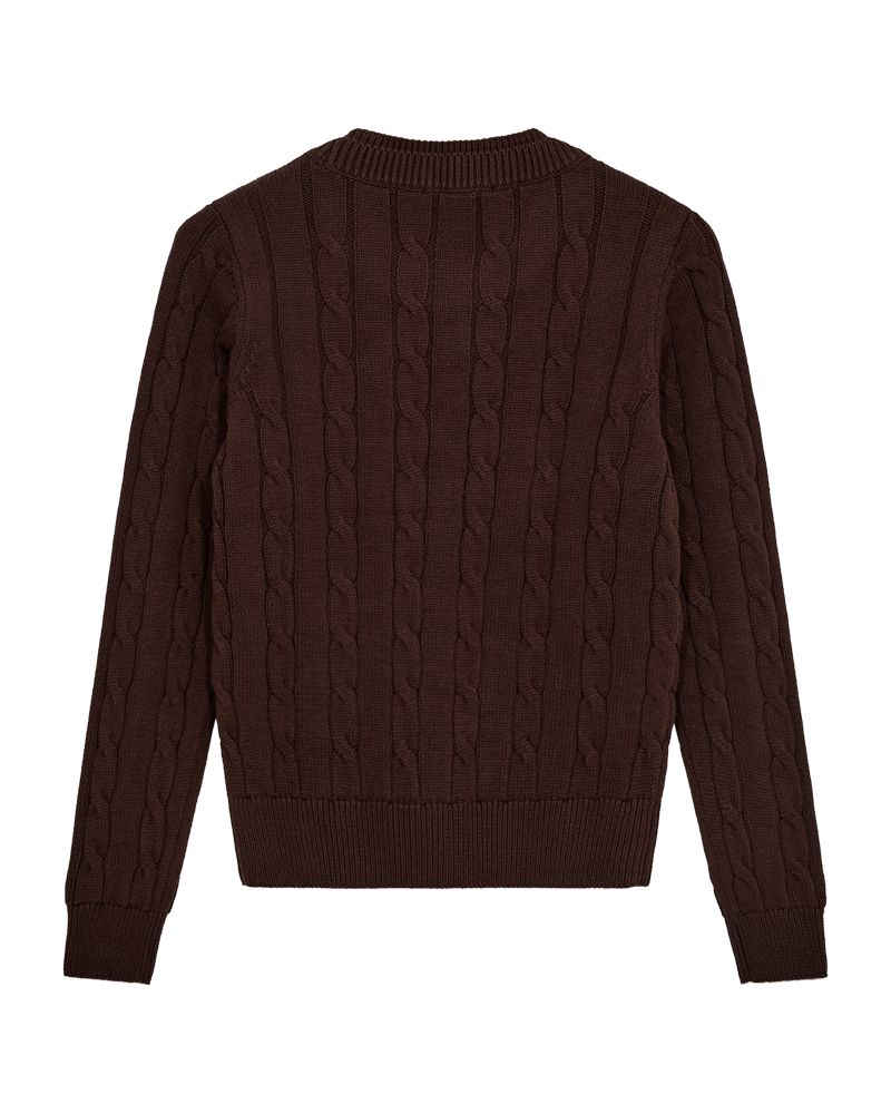 CMKOTOM - Cable Knit -pullover met geborduurd logo -detail in bruin