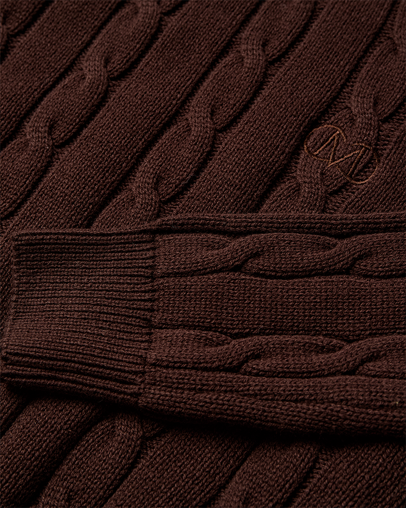 CMKOTOM - Cable Knit -pullover met geborduurd logo -detail in bruin