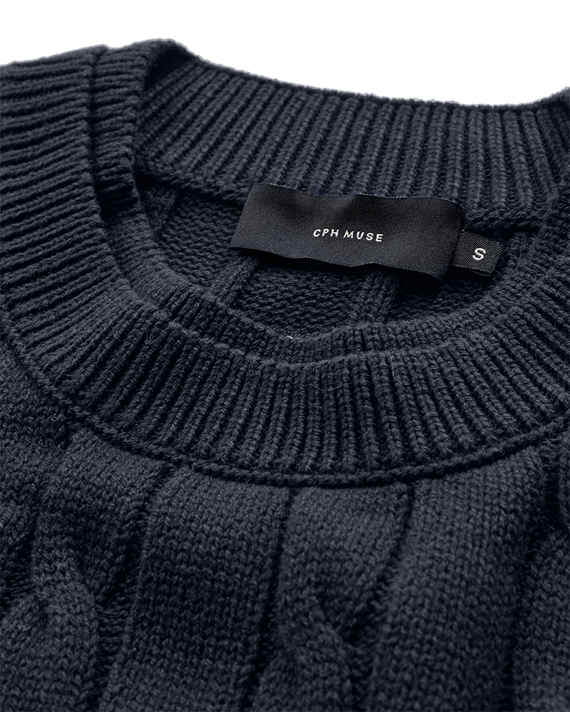 CMKOTOM - Cable Knit -pullover met geborduurd logo -detail in blauw