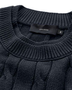 CMKOTOM - Cable Knit -pullover met geborduurd logo -detail in blauw