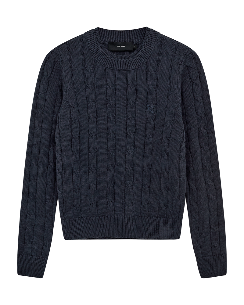 CMKOTOM - Cable Knit -pullover met geborduurd logo -detail in blauw