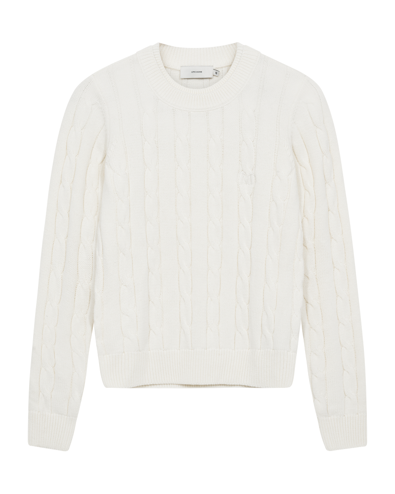 CMKOTOM - Cable Knit -pullover met geborduurd logo -detail in off -wit