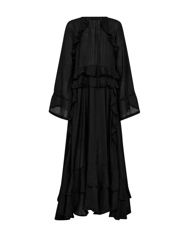 CMNORMA - LONG DRESS WITH RUFFLES IN BLACK