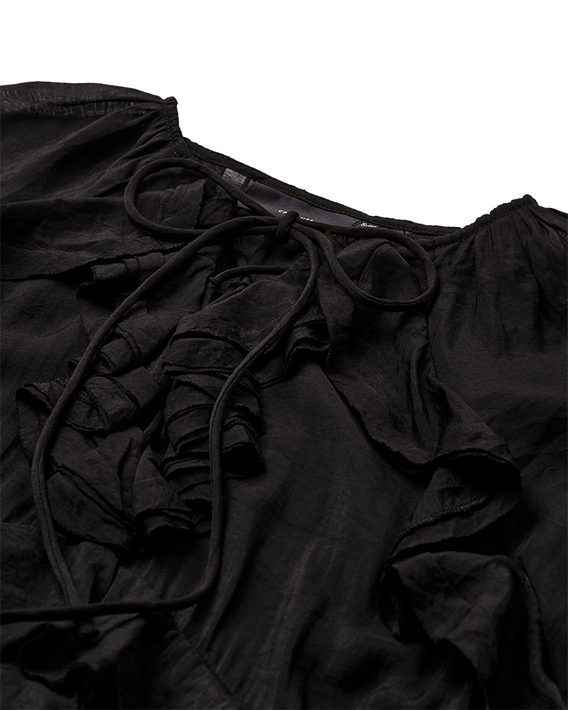CMNORMA - LONG DRESS WITH RUFFLES IN BLACK