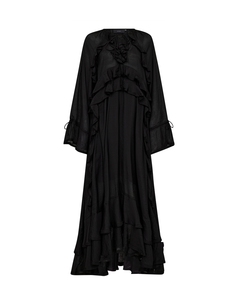 CMNORMA - LONG DRESS WITH RUFFLES IN BLACK